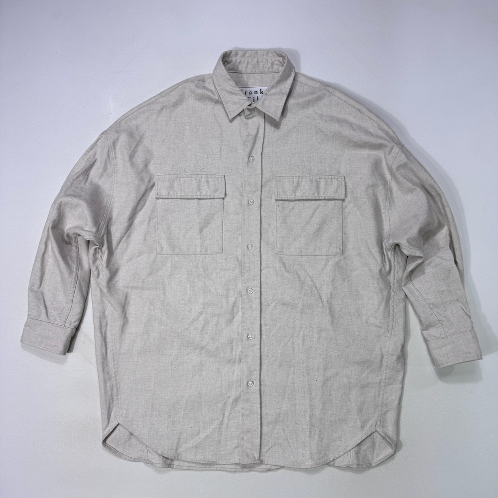 Frank & Eileen McLoughlin Cotton Button Up Shirt Jacket Oatmeal Beige XS/S